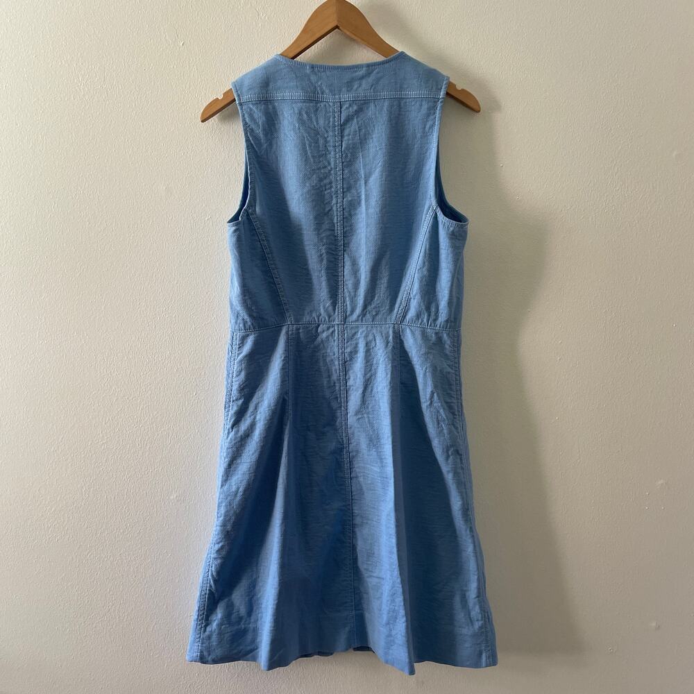 Diane Von Furstenberg Dress Womens 10 Blue Linen Blend Classic Coastal Preppy - Picture 2 of 7